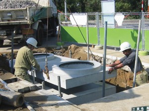 消雪用のプレキャスト・ポンプ室の設置工事・施工